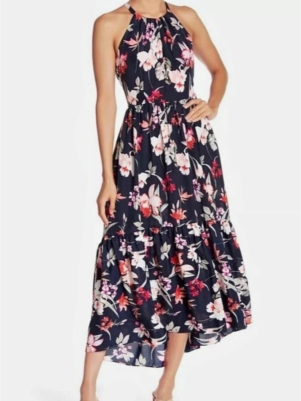Eliza J Floral Maxi Dress in Blue & Pink Like New